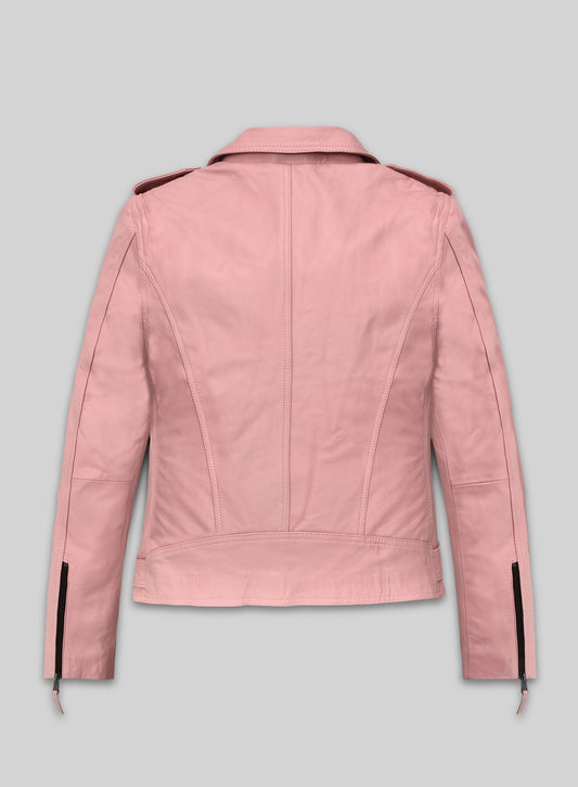 Kim Kardashian Black Biker Leather Jacket – back view