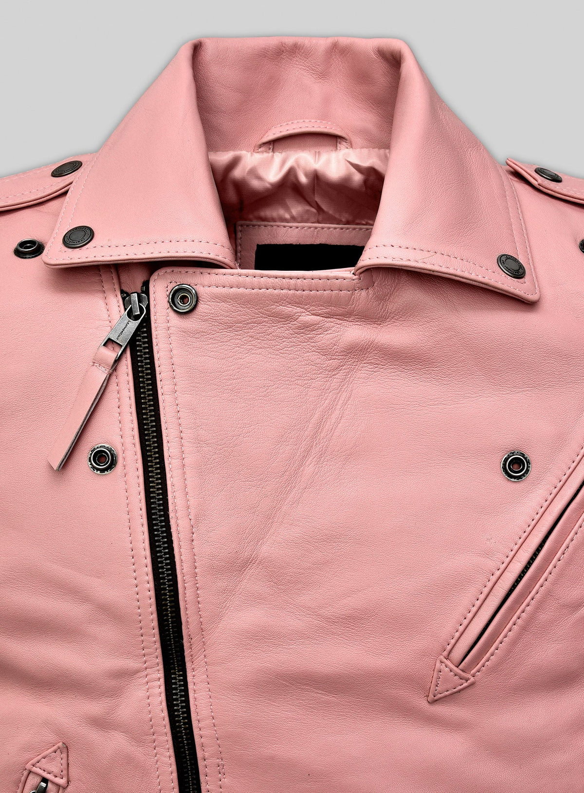 Kim Kardashian Black Biker Leather Jacket – close-up and worn views