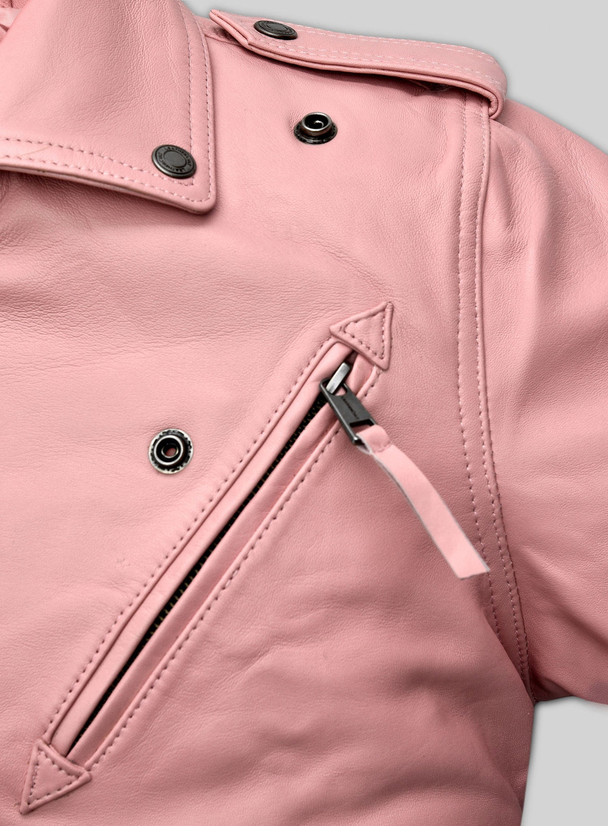 Kim Kardashian Black Biker Leather Jacket – close-up and worn views