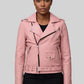 Kim Kardashian Black Biker Leather Jacket – full product view