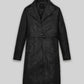 Kim Kardashian Black Leather Long Coat – front view