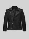 Kim Taehyung BTS V Black Biker Leather Jacket – front view
