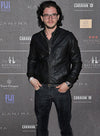 Kit Harington Battersea Annual Party Black Leather Jacket – Kit Harington celebrity photo in Battersea Annual Party
