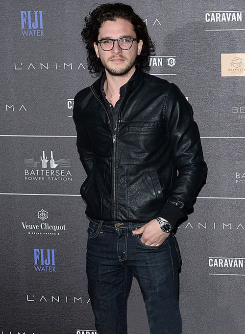 Kit Harington Battersea Annual Party Black Leather Jacket – Kit Harington wearing the look, photo 2