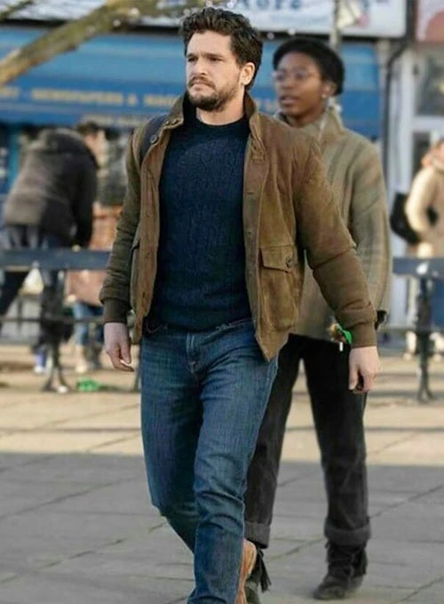 Kit Harington Eternals Brown Leather Jacket – worn look