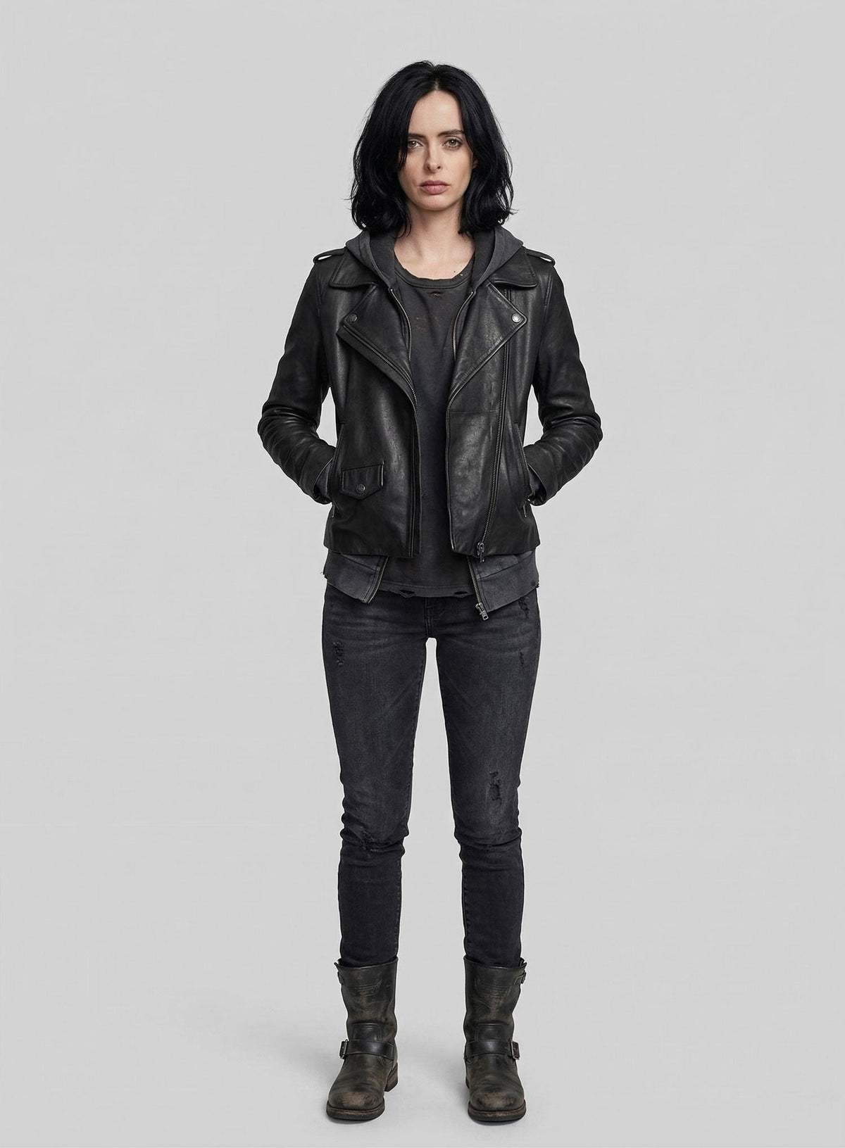 Krysten Ritter Jessica Jones Black Leather Jacket – full product view