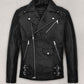 Kylian Mbappé Black Biker Leather Jacket – front view