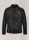 Kylian Mbappé Black Biker Leather Jacket – front view