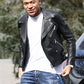 Kylian Mbappé Black Biker Leather Jacket – worn look