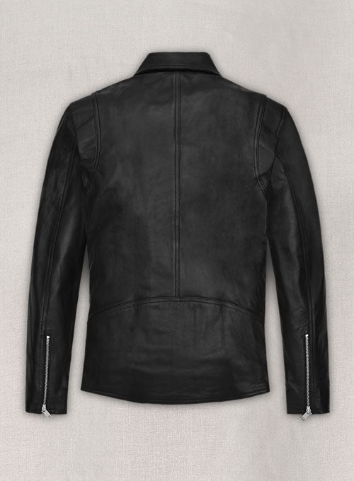 Kylian Mbappé Black Biker Leather Jacket – full product view