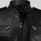 Lara Croft Tomb Raider Black Leather Jacket – close-up and worn views
