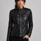 Lara Croft Tomb Raider Black Leather Jacket – close-up and worn views