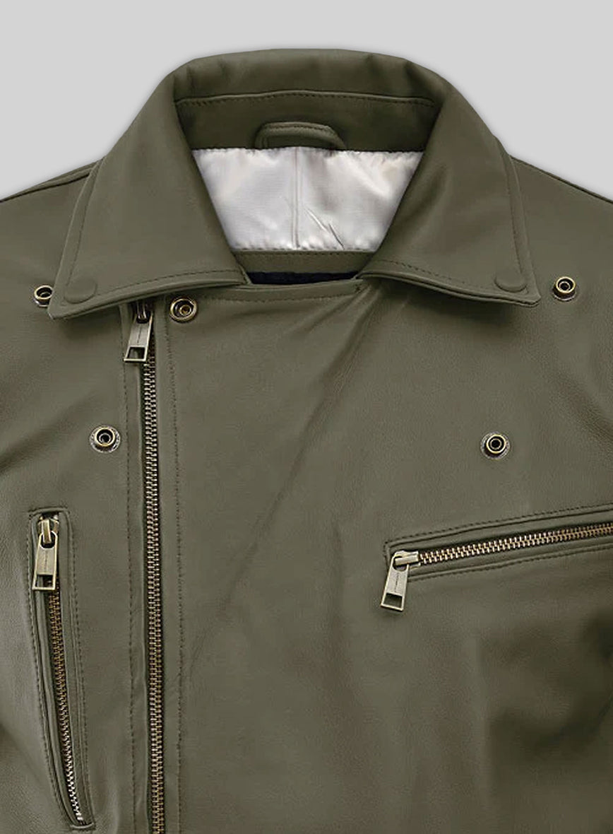 Larenz Tate Girls Trip Green Leather Jacket – close-up and worn views