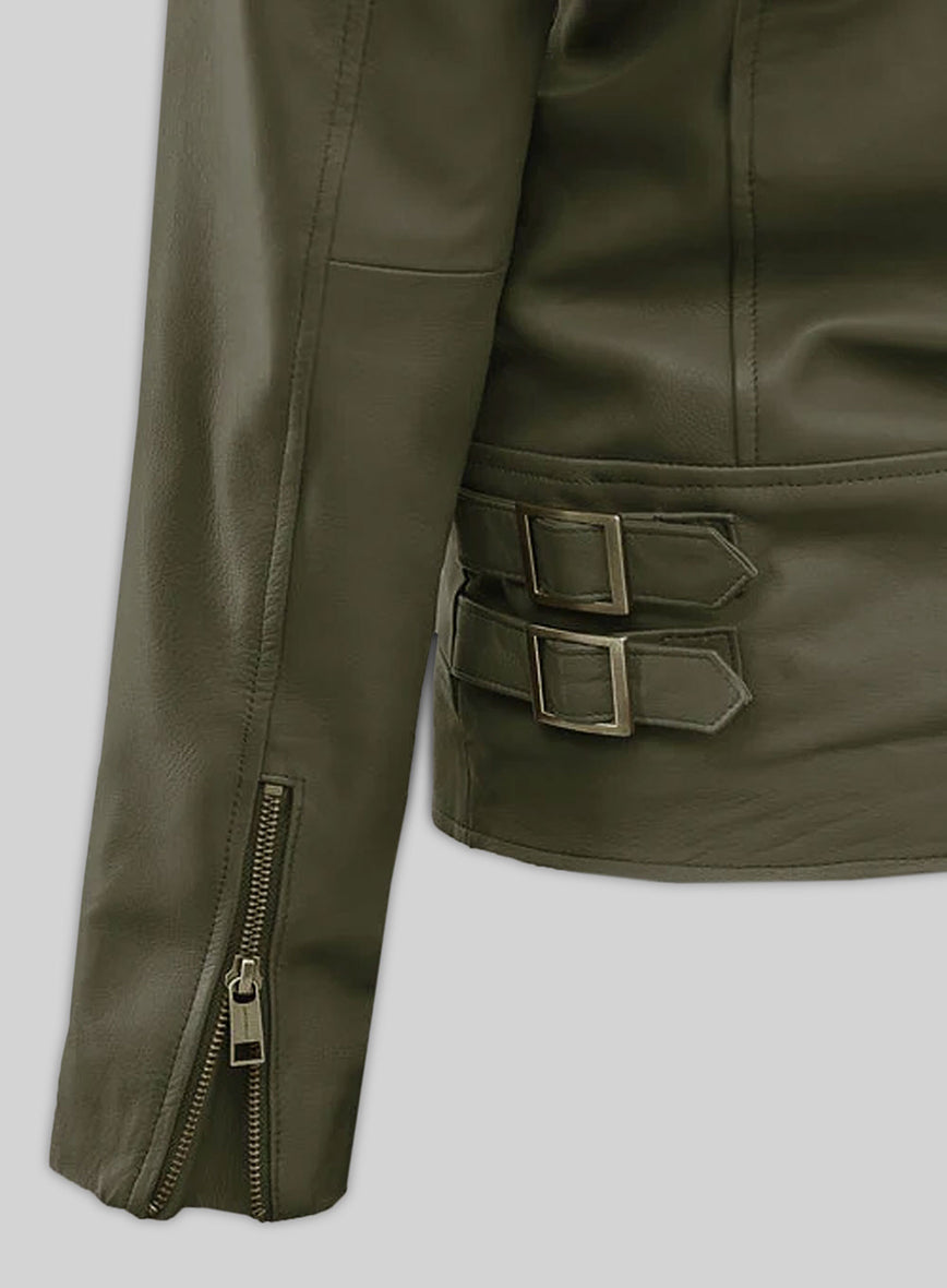 Larenz Tate Girls Trip Green Leather Jacket – close-up and worn views