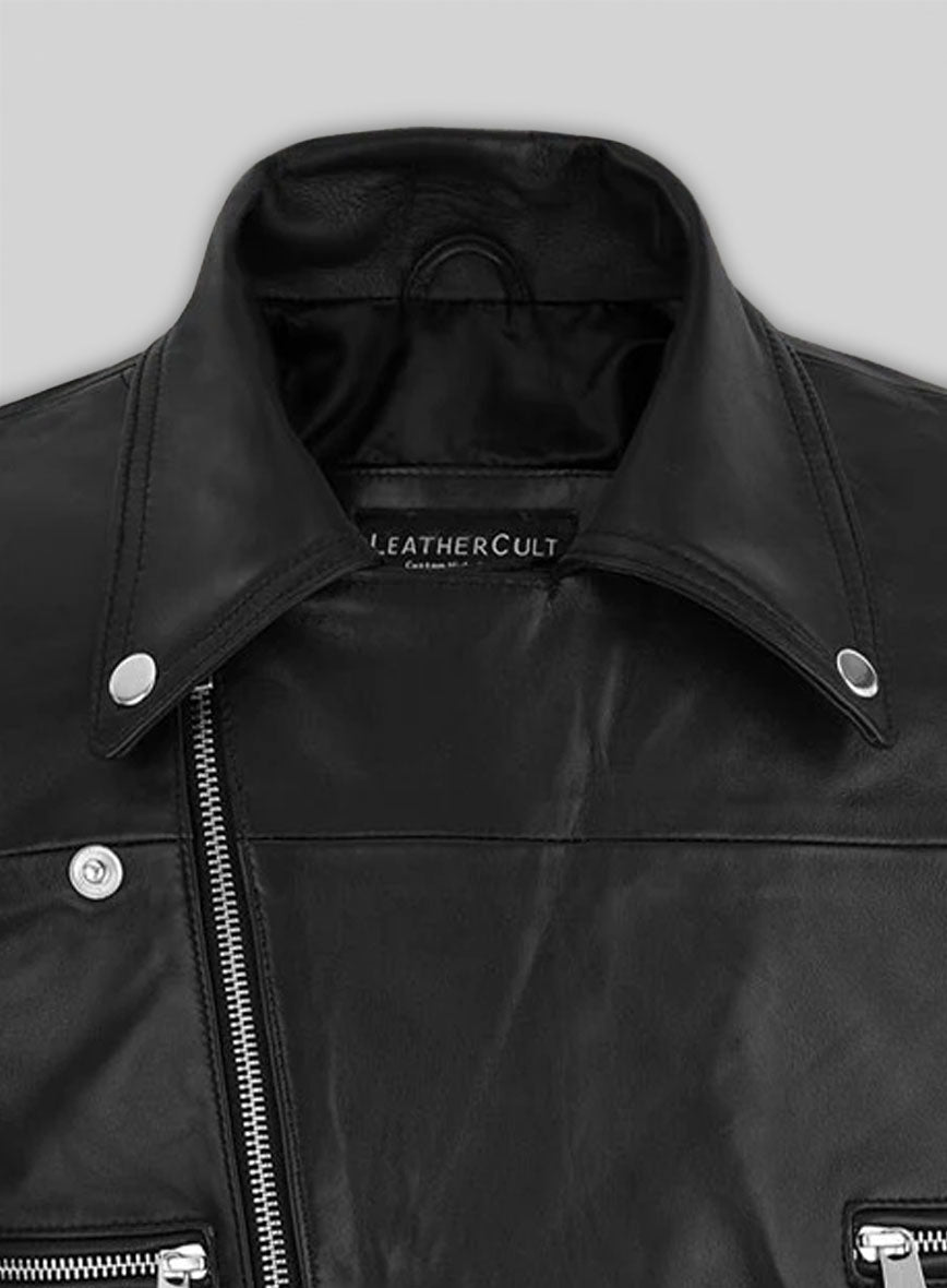 LeBron James Black Leather Jacket – close-up and worn views