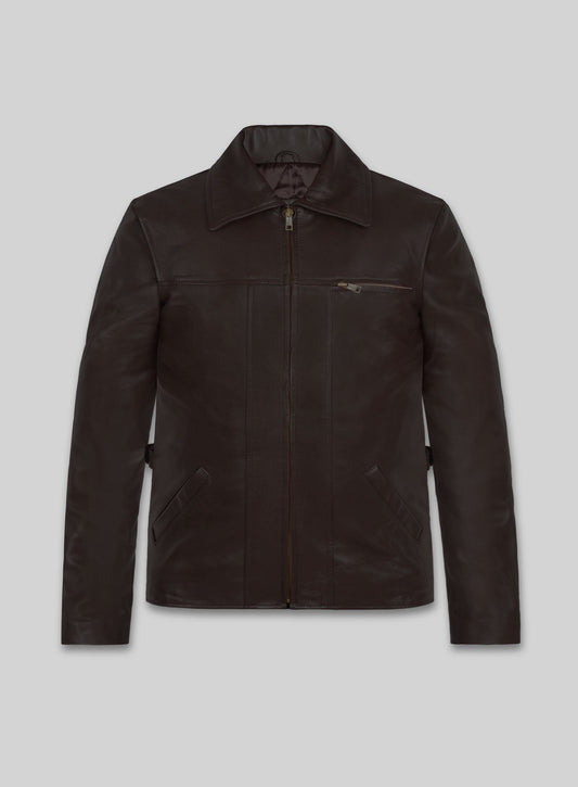 Leonardo DiCaprio Inception Black Leather Jacket – front view
