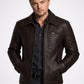 Leonardo DiCaprio Inception Black Leather Jacket – close-up and worn views