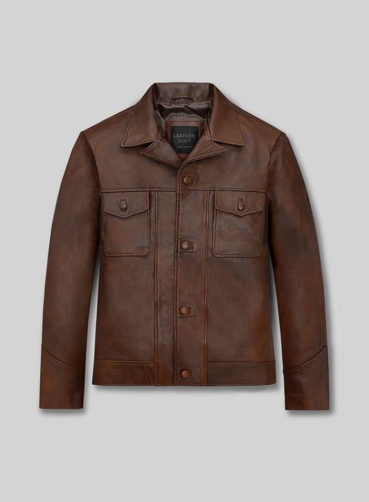 Leonardo DiCaprio Once Upon a Time in Hollywood Black Leather Jacket – front view