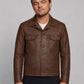 Leonardo DiCaprio Once Upon a Time in Hollywood Black Leather Jacket – close-up and worn views