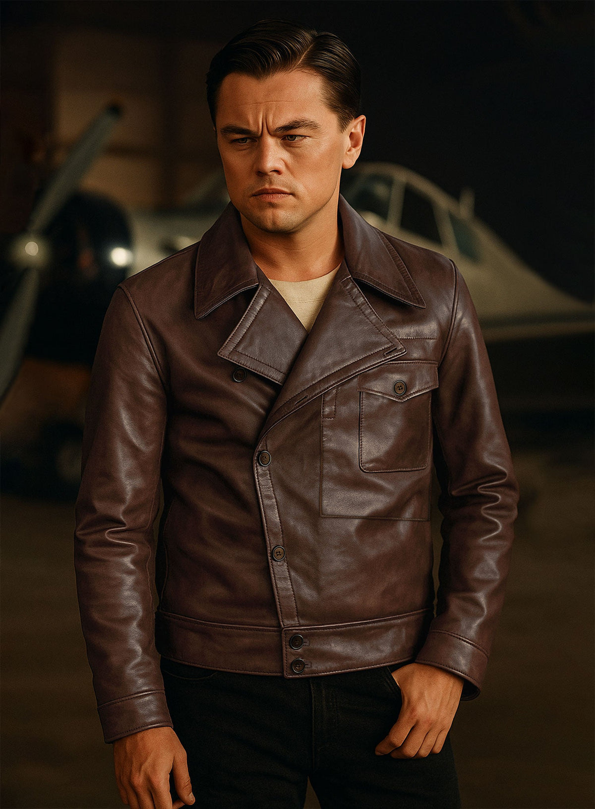 Leonardo DiCaprio The Aviator Brown Leather Jacket – worn look