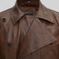 Leonardo DiCaprio The Aviator Brown Leather Jacket – close-up detail of leather and stitching
