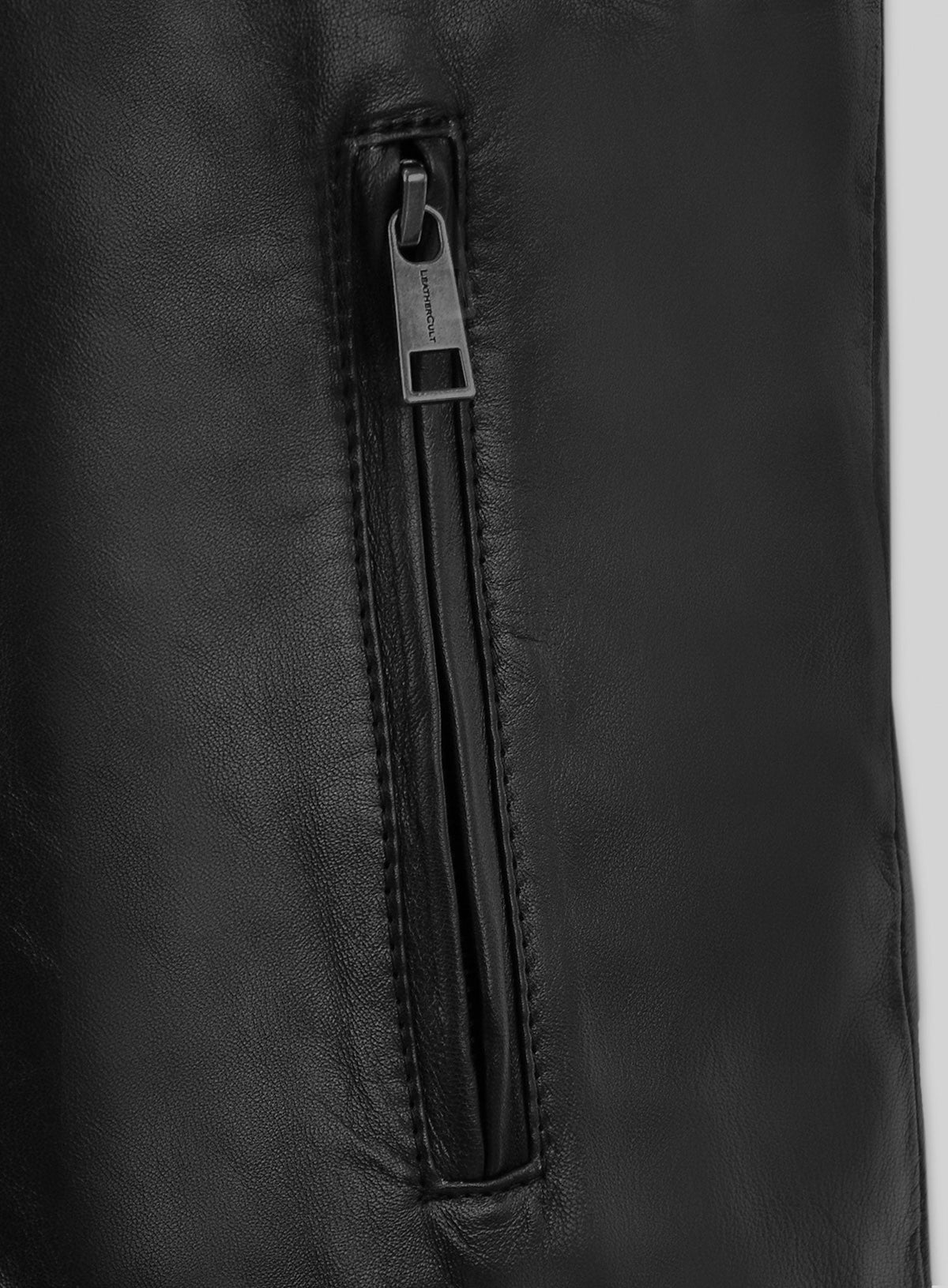 Leonardo DiCaprio The Departed Black Leather Jacket – close-up and worn views