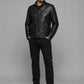 Leonardo DiCaprio The Departed Black Leather Jacket – close-up and worn views