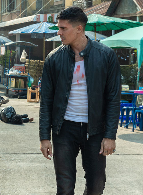 Lewis Tan Fistful of Vengeance Black Leather Jacket – celebrity inspiration look