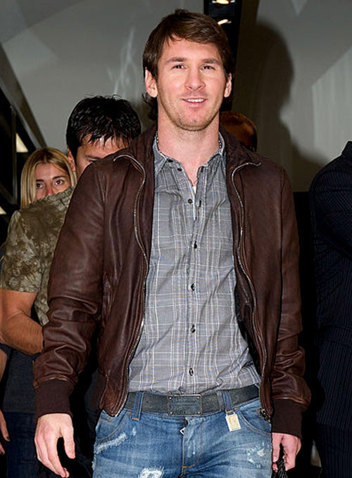 Lionel Messi Black Bomber Leather Jacket – Lionel Messi celebrity photo
