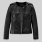 Lizzy Caplan Now You See Me 2 Black Leather Jacket – front view