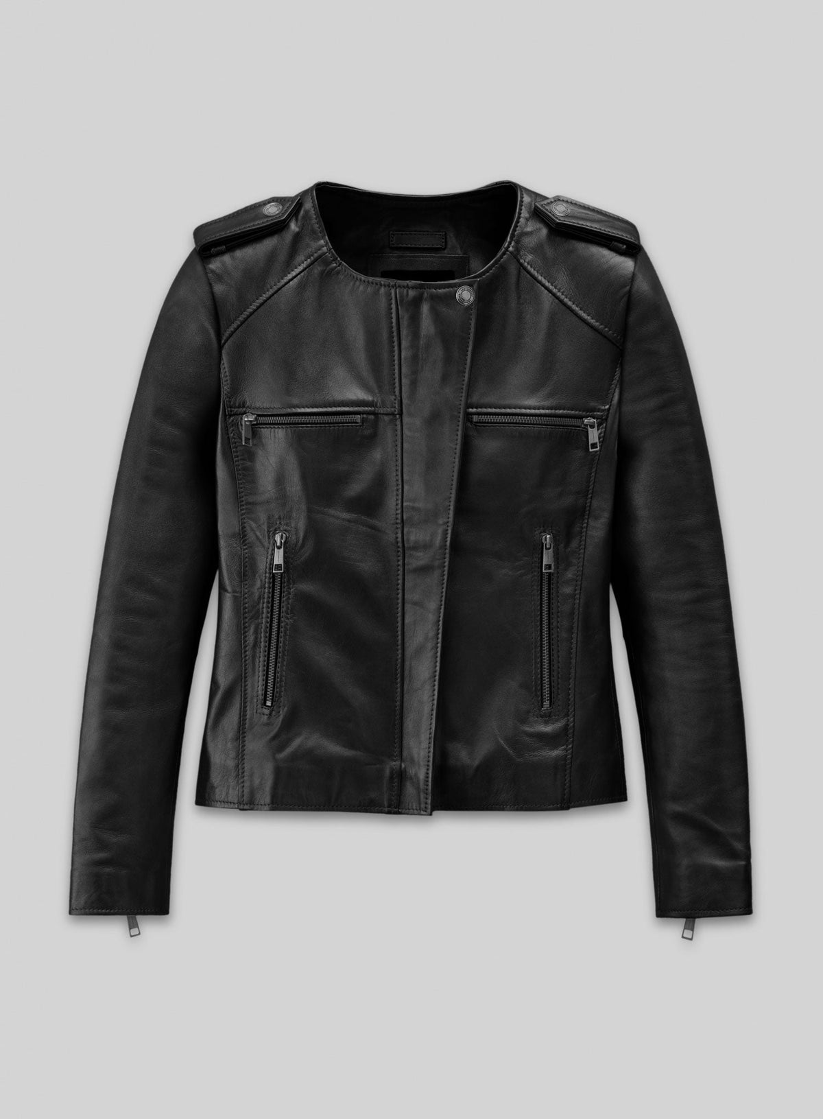 Lizzy Caplan Now You See Me 2 Black Leather Jacket – front view