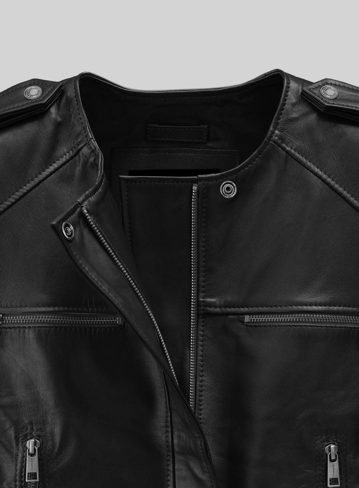 Lizzy Caplan Now You See Me 2 Black Leather Jacket – close-up and worn views