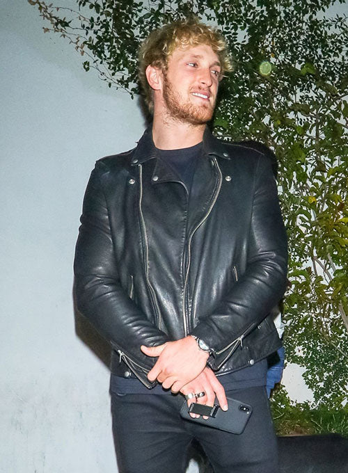 Logan Paul Black Leather Jacket – Logan Paul wearing the look, photo 2