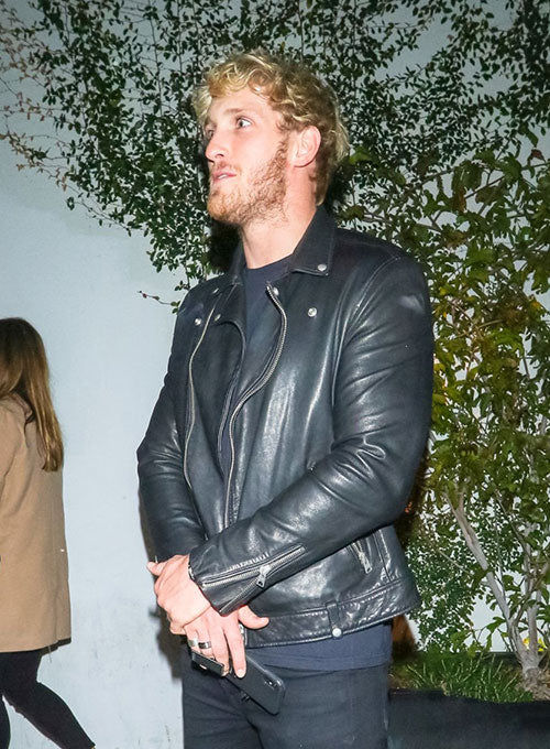 Logan Paul Black Leather Jacket – Logan Paul wearing the look, photo 3