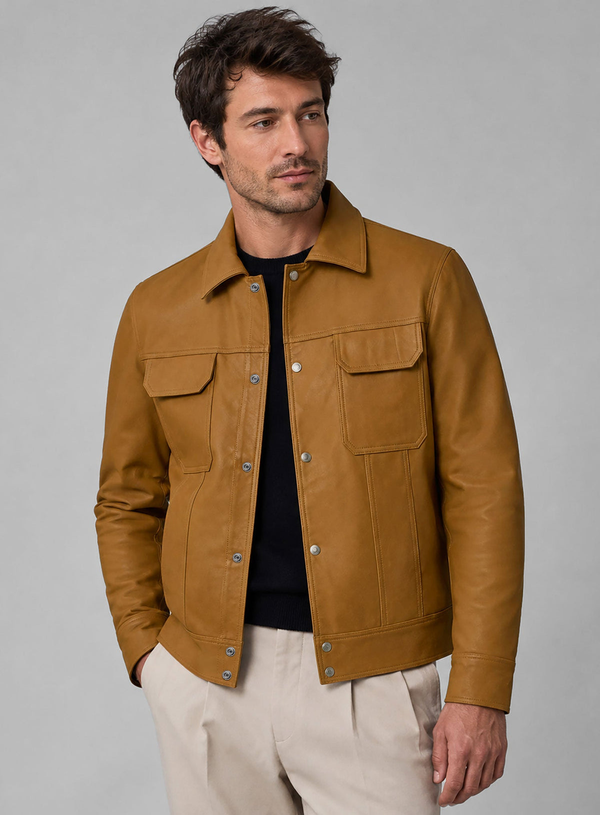 Lucas Bravo Emily In Paris Leather Jacket view 6