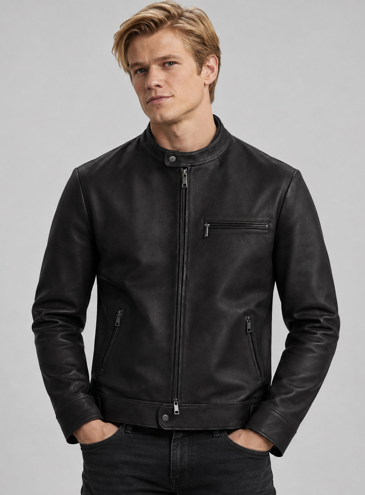 Lucas Till MacGyver Leather Jacket view 4
