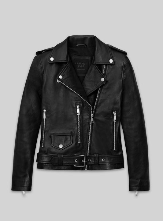 Lucy Hale Black Leather Jacket – front view