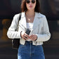 Lucy Hale Los Angeles Black Leather Jacket – front view