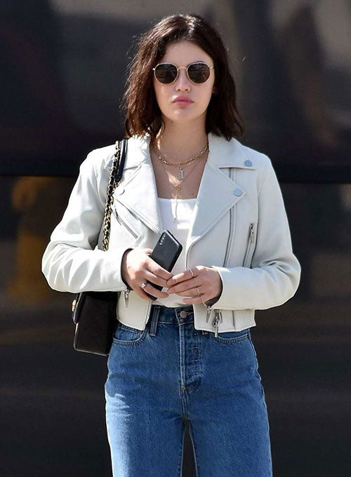 Lucy Hale Los Angeles Black Leather Jacket – front view