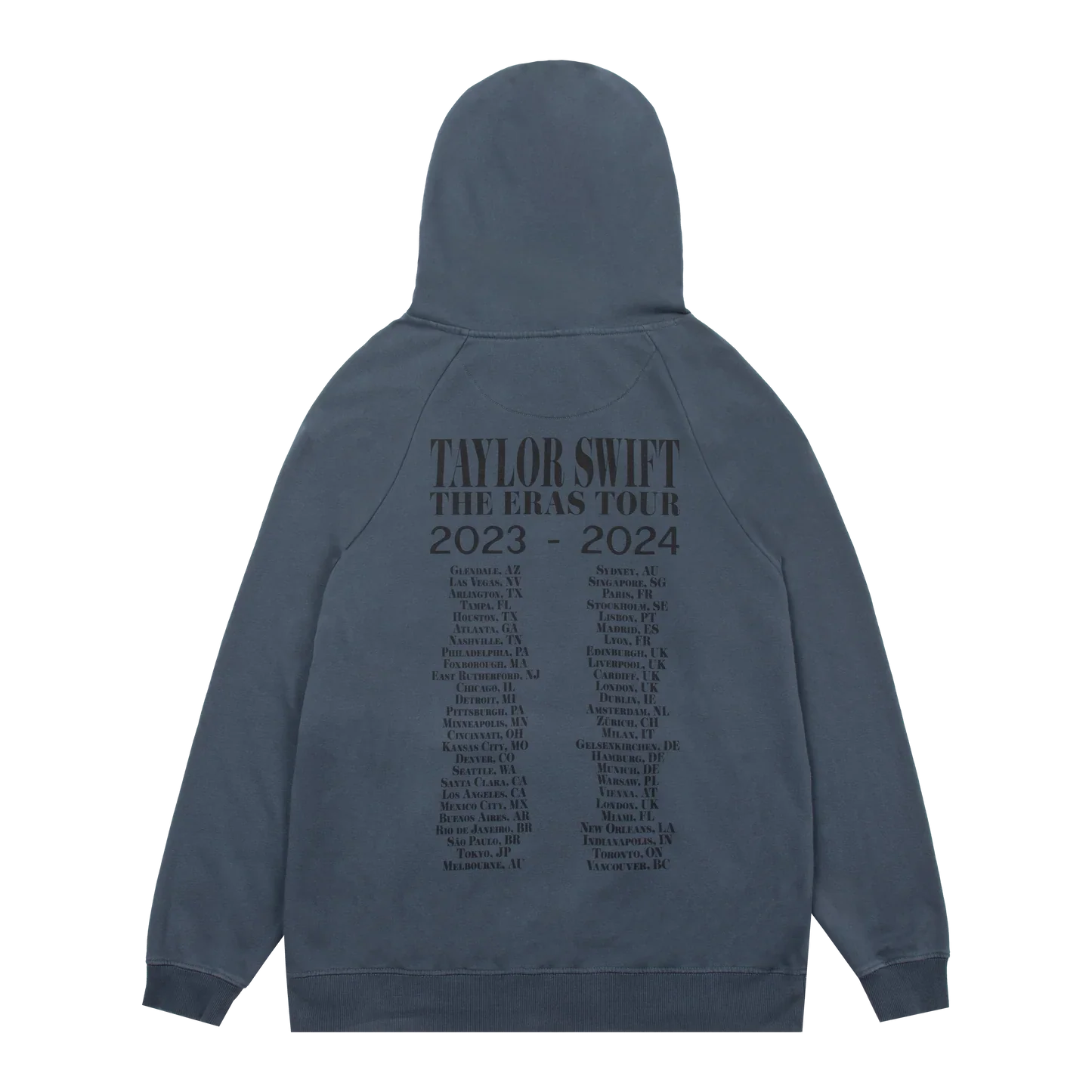 Taylor Swift "The Eras International Tour" Washed Blue Hoodie – Recreated Edition