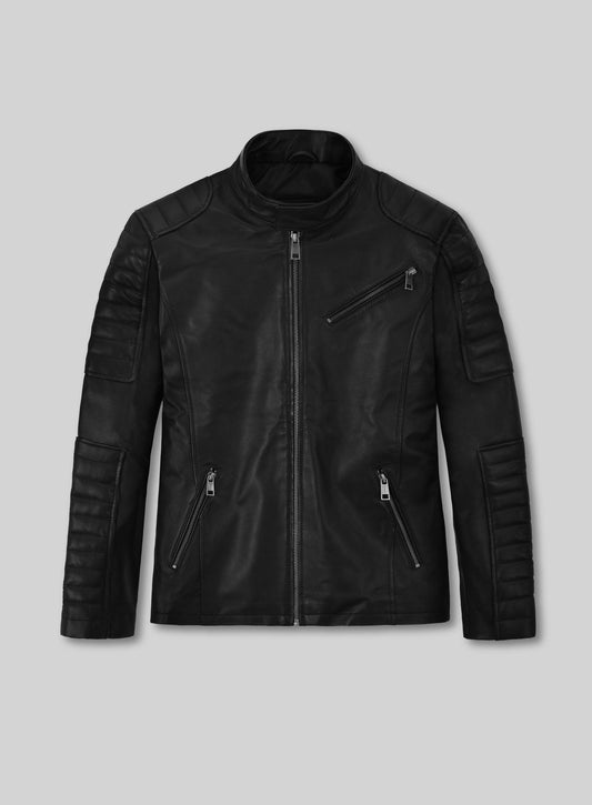 Marc Marquez Black Leather Jacket – front view