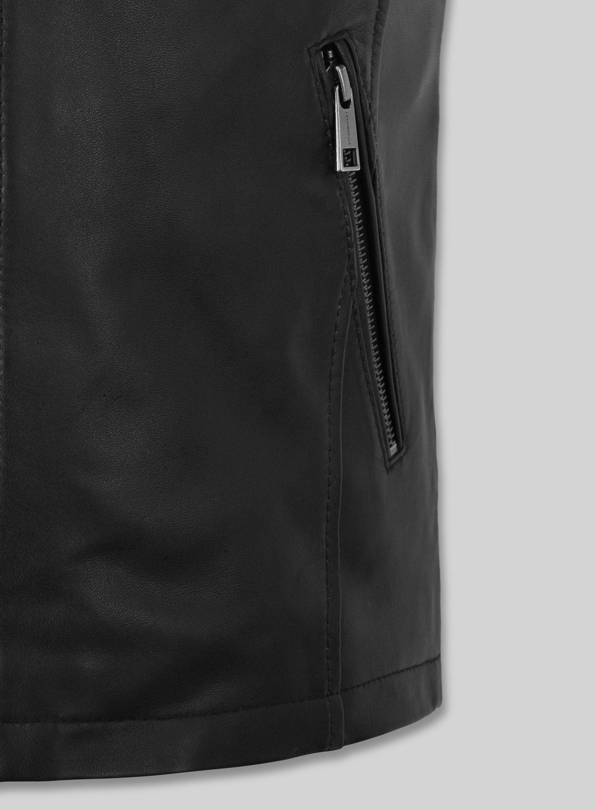 Marc Marquez Black Leather Jacket – close-up and worn views