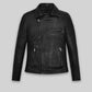 Margot Robbie Black Leather Jacket – front view