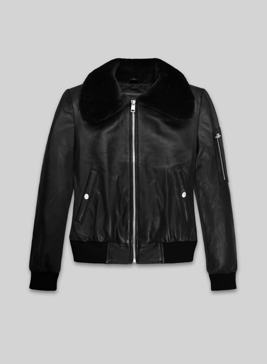 Marilyn Monroe Black Leather Jacket – front view