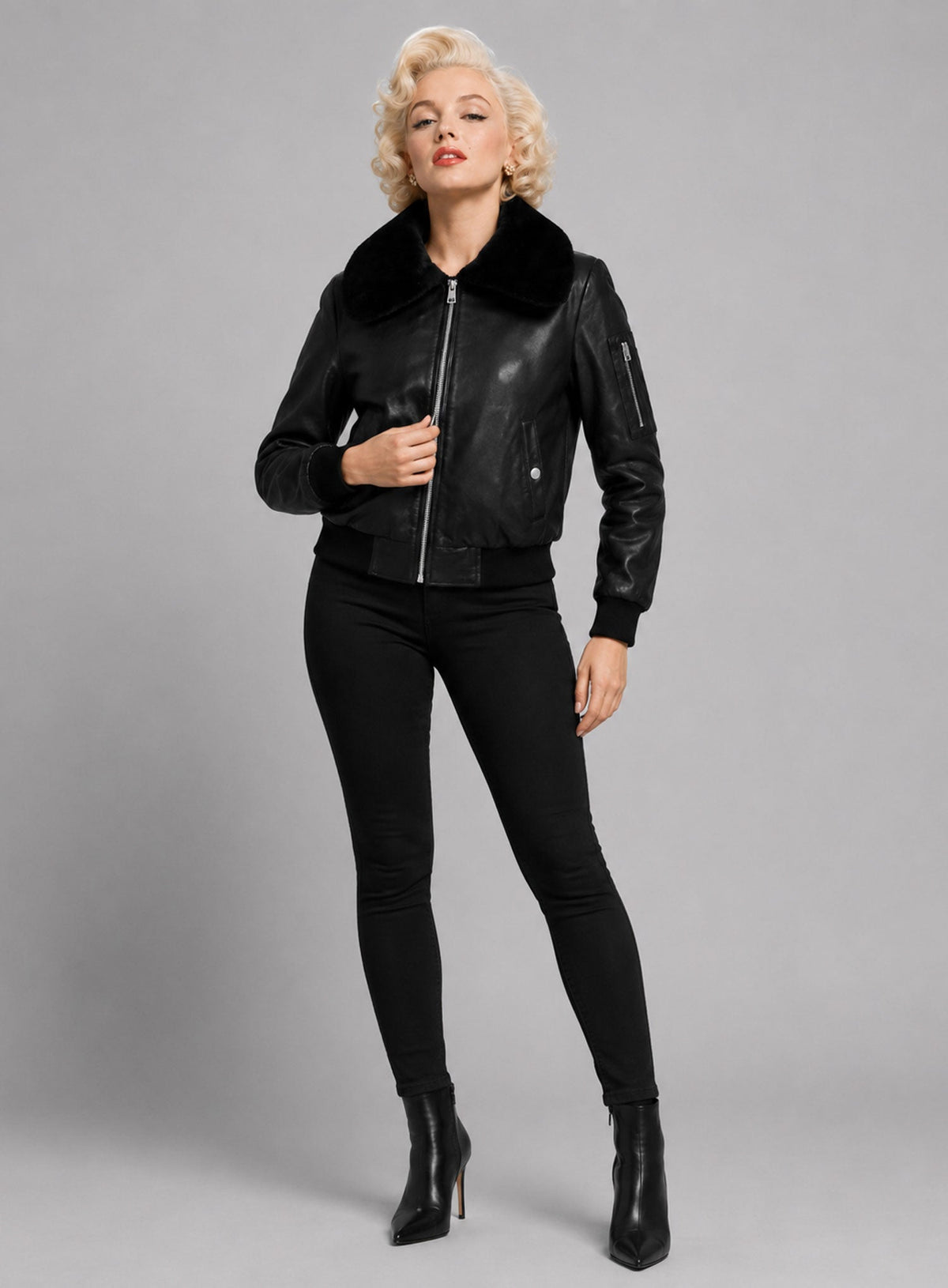 Marilyn Monroe Black Leather Jacket – full product view