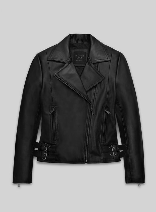 Marion Cotillard Black Leather Jacket – front view
