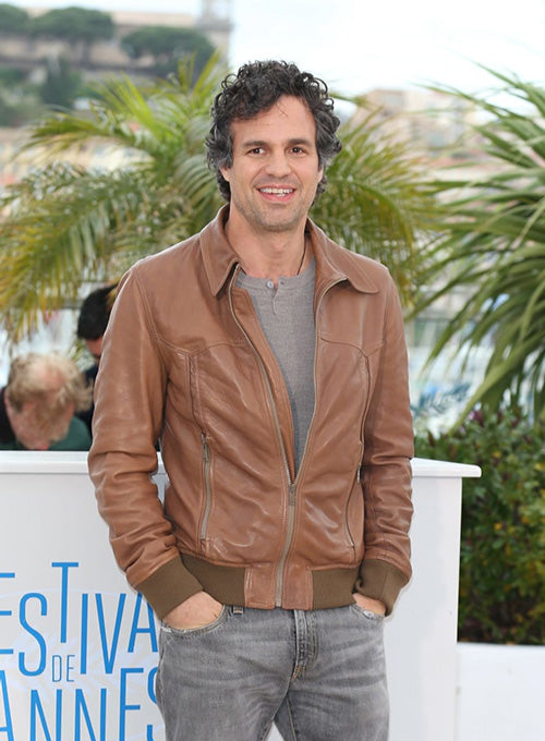 Mark Ruffalo Foxcatcher Photocall Brown Leather Jacket – celebrity inspiration look