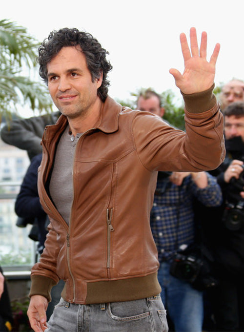 Mark Ruffalo Foxcatcher Photocall Brown Leather Jacket – celebrity inspiration look