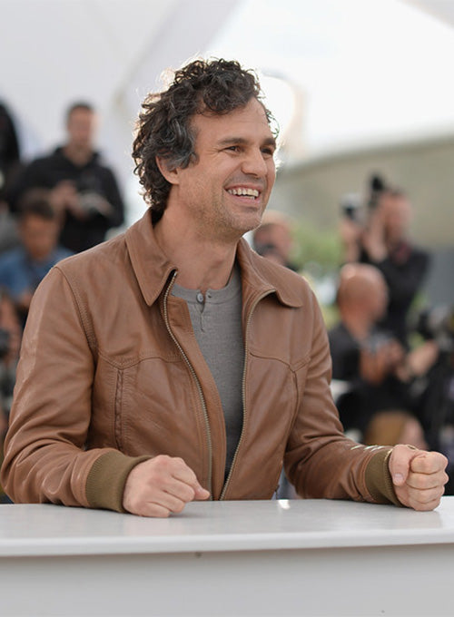 Mark Ruffalo Foxcatcher Photocall Brown Leather Jacket – celebrity inspiration look