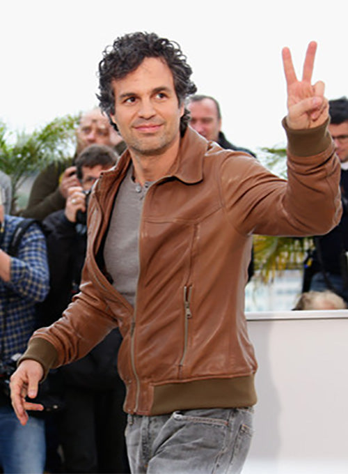 Mark Ruffalo Foxcatcher Photocall Brown Leather Jacket – celebrity inspiration look
